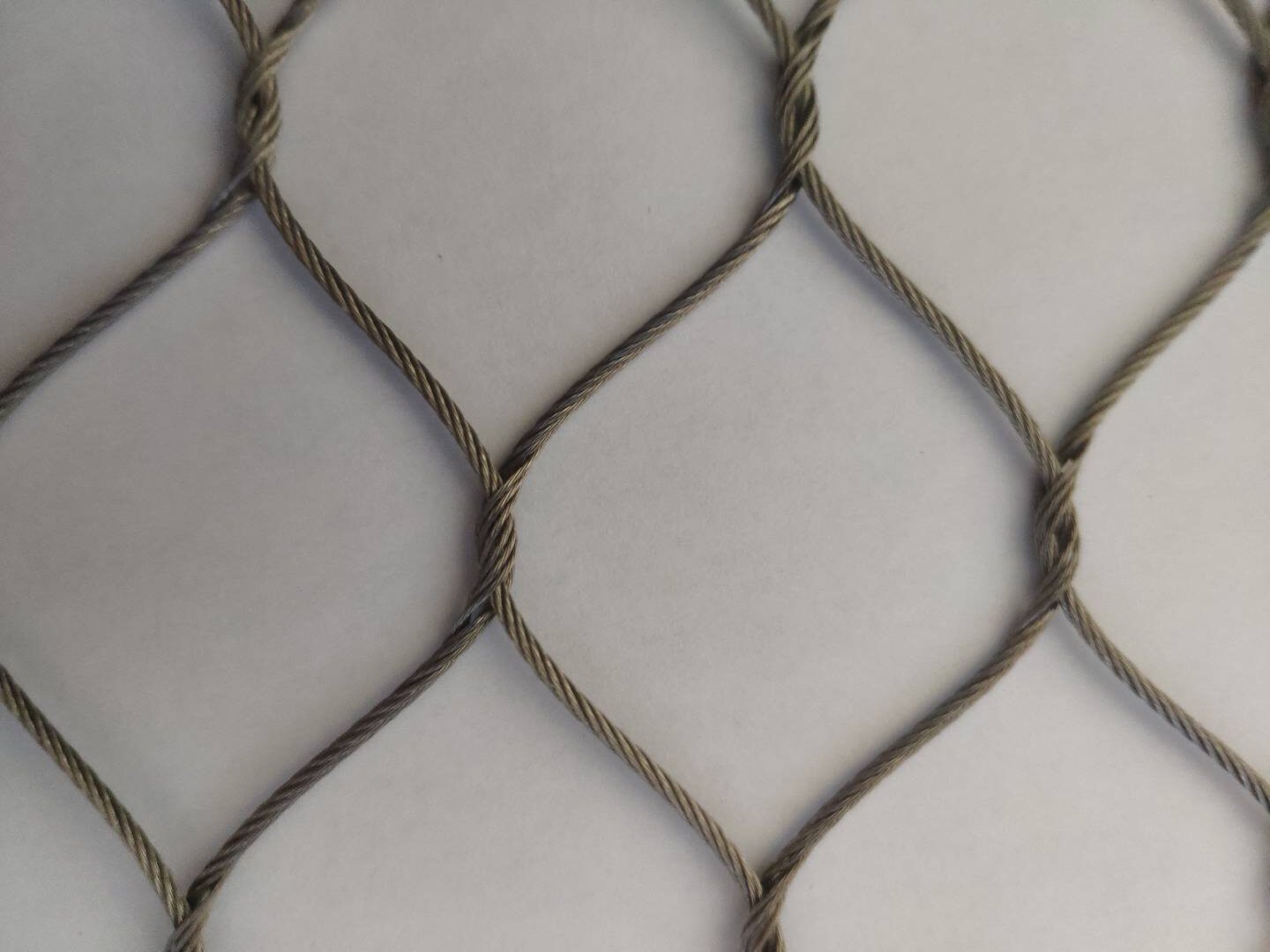 Knotted rope net panel — hand-woven stainless steel cable
