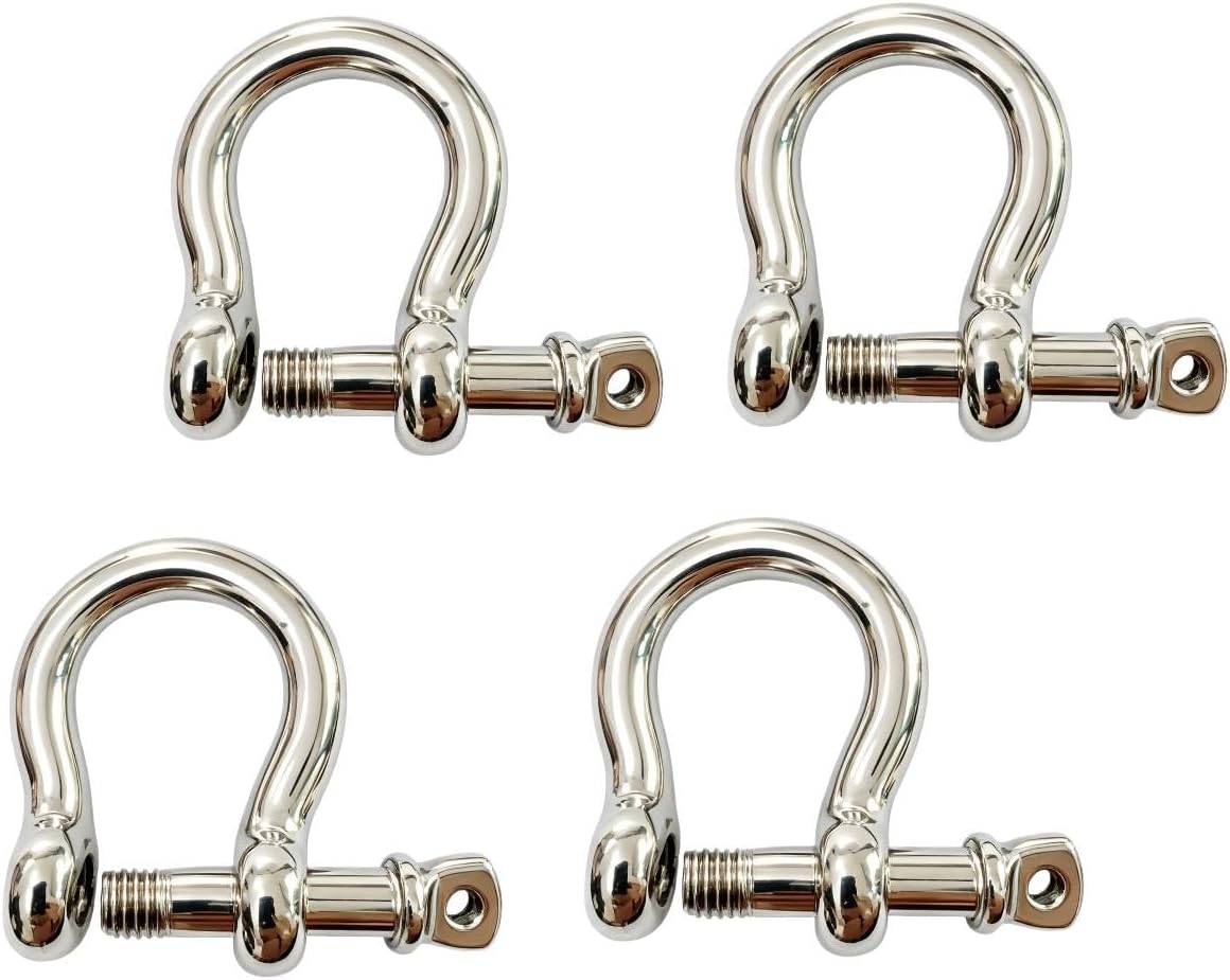 Stainless steel screw pin D-shackle AISI 316 polished