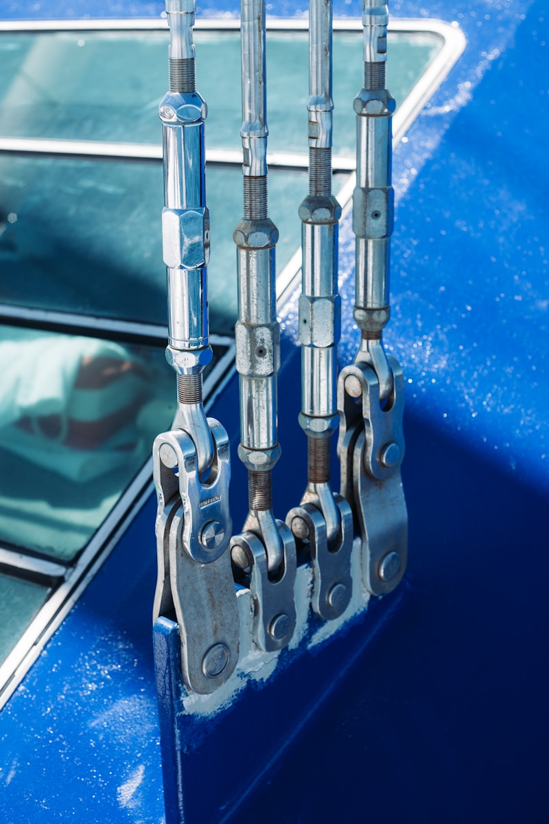 Stainless turnbuckle used on sailboat mast rigging