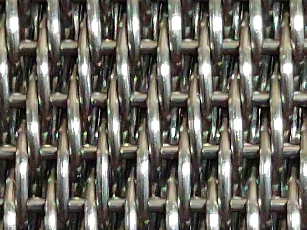Close-up of a plain Dutch weave wire cloth showing the warp and weft wires
